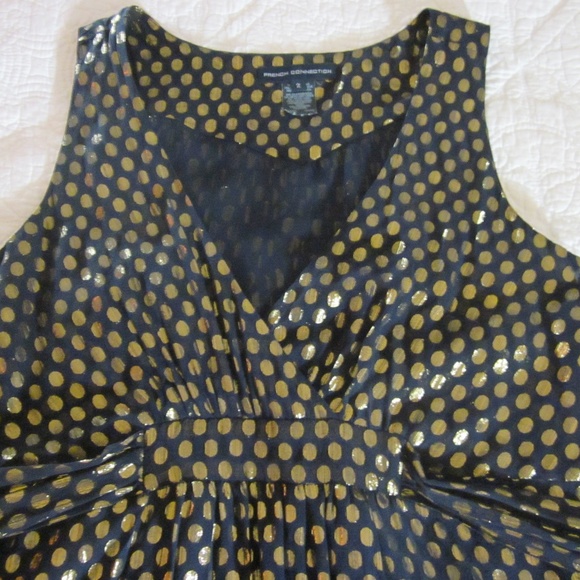 French Connection 2 Navy/Metallic Gold Circle Tie - Picture 3 of 5